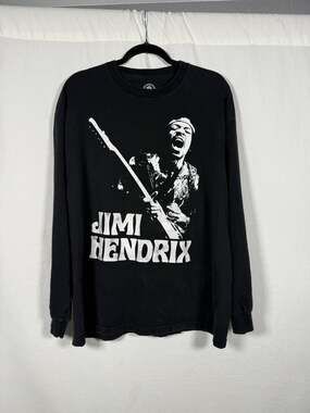 Authentic Hendrix Jimi Hendrix Guitar Portrait Long Sleeve Graphic T-Shirt
